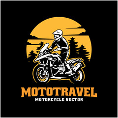 Sticker - silhouette of adventure motorcycle illustration logo vector