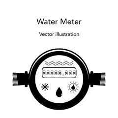 Wall Mural - Water meter for cold and hot water.