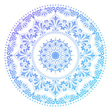 Mandala. Vintage Delicate Pattern. Blue And Purple Lace Curcle Background. Islam, Arabic, Indian, Ottoman Motifs PNG