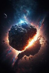 Wall Mural - planet explosion. earth destruction. meteor disaster. planet earth exploding and shattering in half.