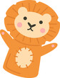 Cute lion puppets flat icon Soft toys