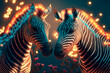 Valentine's Day card with two lovely zebras on a defocused bokeh