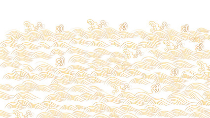 Natural Landscape background with Chinese wave and cloud,  pattern vector. Wave and cloud decoration template on PNG Transparent background 