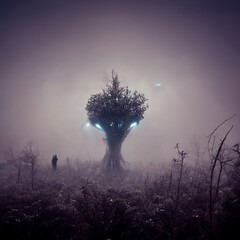 Wall Mural - A lighting tree in alien world digital art