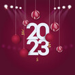 2023 New Year. Banner in the trendy current color viva magenta.