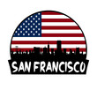 San Francisco California USA Flag Skyline Silhouette Retro Vintage Sunset San Francisco Lover Travel Souvenir Sticker Vector Illustration SVG EPS