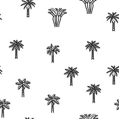 Sticker - palm oil tree leaf plant vector seamless pattern thin line illustration