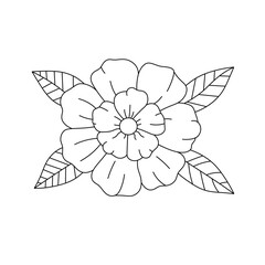Wall Mural - Vector isolated one single beautiful flower with four leaves colorless black and white contour line easy drawing
