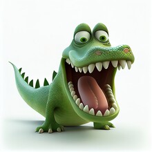 Green Crocodile Animation Cartoon 3d Render
