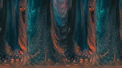 Canvas Print - Abstract particle colorful wave on black. Big data, science, futuristic background