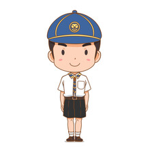 Cartoon Character Of Boy Cub Scout.