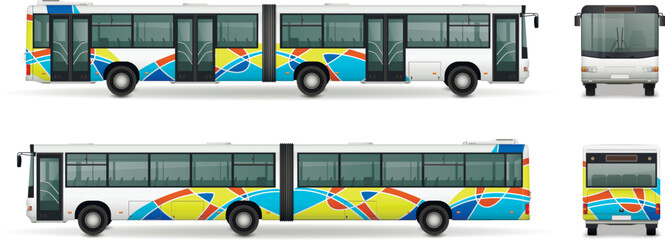 Canvas Print - Articulated Bus Realistic Set