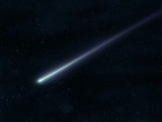 Wall Mural - beautiful meteor trail. meteorite glows in the night sky. shooting star on a dark background.