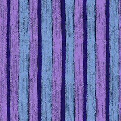 Wall Mural - Hand drawn striped seamless pattern.Vertical stripes painted with chalk. Blue and lilac lines with grunge effect