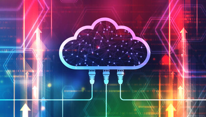 Wall Mural - 2d illustration of Cloud computing, Digital Cloud computing and network Concept background. Cloud Storage, Database and Internet server concept