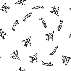 Wall Mural - airplane aircraft plane travel vector seamless pattern thin line illustration