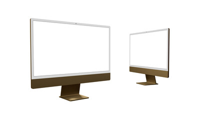 Realistic flat screen computer monitor 3de style mockup with blank screen isolated 3d