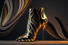  A Pair Of High Heeled Shoes With A Zebra Print Design On Them. Generative AI