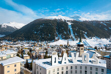 Panoramic View Of Davos In Switzerland, Site Of The Annual Meeting 2023 Of The World Economic Forum