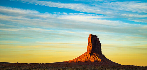 sentinel mesa at sunset - monument valley