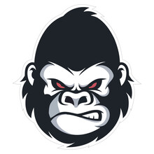 Black And Cartoon Illustration Of Angry Gorilla
