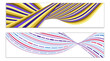 © HALINA YERMAKOVA - Wavy lines or ribbons. Set of 2 covers. Multicolored striped. Creative unusual background with abstract wave lines for creating a trendy banner, poster. vector eps