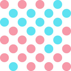 Wall Mural - Blue, white, and pink pastel polka Dot seamless pattern background. Vector illustration.	