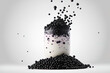 White backdrop with a pile of black tapioca pearls for bubble tea. Generative AI