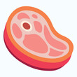 © Arxay - A cut of uncooked red meat vector icon. Isolated rib-eye steak sign design.
