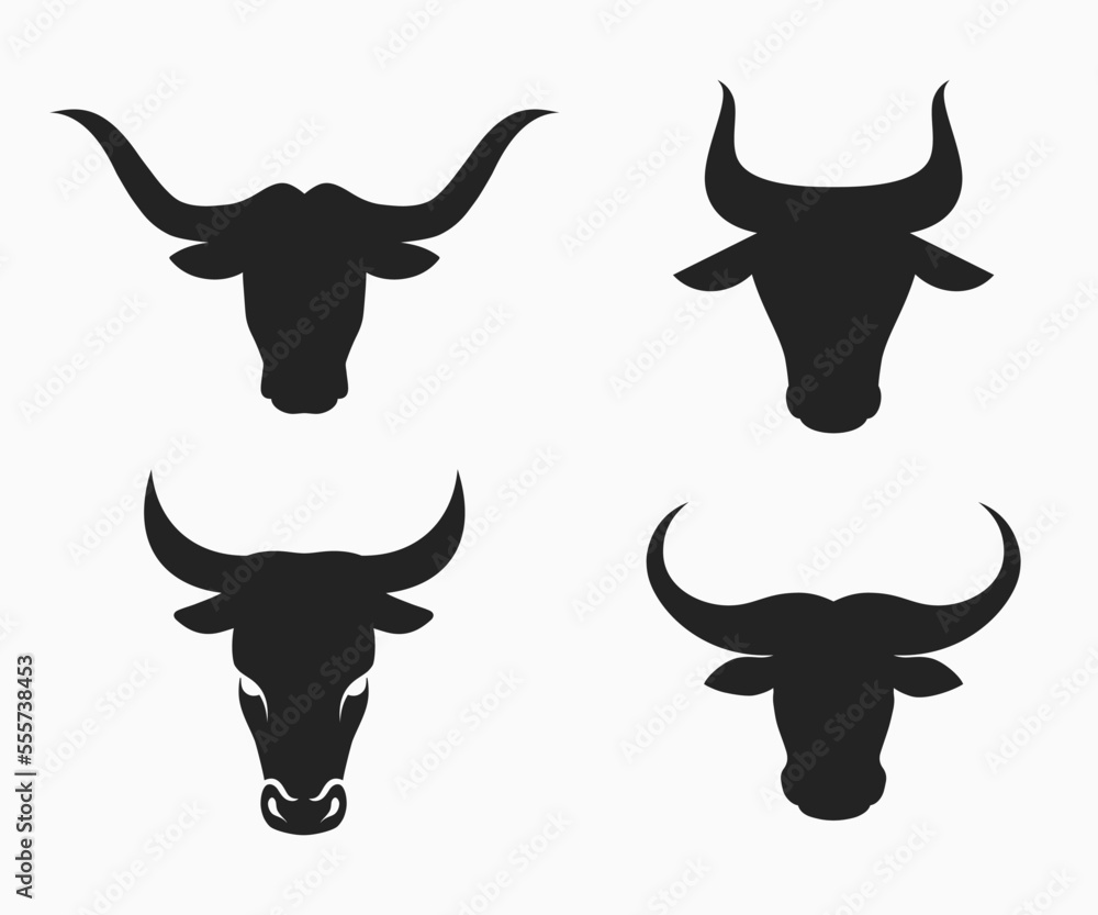 Silhouette Bull Head Icon Vector. Buffalo Head, Cow Head Silhouette Icon  Stock Vector | Adobe Stock, image size:1000x833