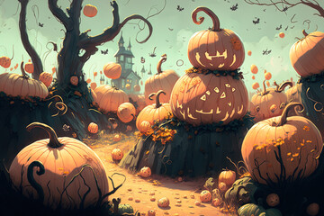 a pumpkin patch full of them. generative ai