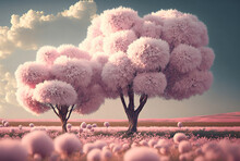 Pink Tree In The Park,landscape,landscape With Trees And Clouds,landscape With Trees,,sakura,pink Tree