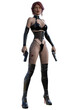 © Tiziano Cremonini - woman in black armed with guns, 3d rendering