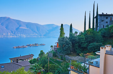 Canvas Print - Lush green gardens of Ronco sopra Ascona, Switzerland