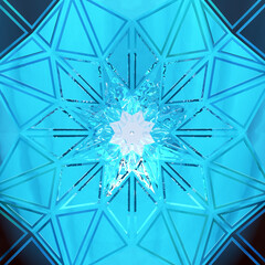 Poster - Kaleidoscopic blue pattern with a glow in the center