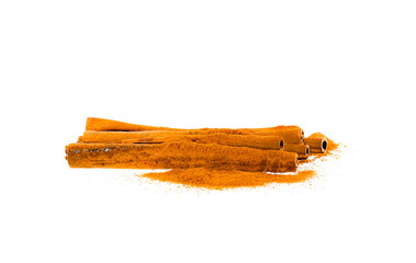 Wall Mural - Cinnamon sticks and Cinnamon powder on  transparent png