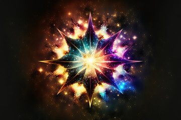 Poster - Christmas star, cosmic splendor. in a far off galaxy. Star nebulae separated on a translucent background in a concept design. EPS representation of a . Generative AI