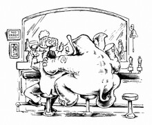 Illustration Of An Elephant At A Bar
