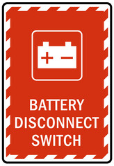 Wall Mural - Electrical switch sign and labels battery disconnect switch