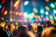 crowd of people at a concert or colorful celebration in a big city, Generative AI