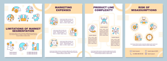 Limitations of market segmentation brochure template. Leaflet design with linear icons. Editable 4 vector layouts for presentation, annual reports. Arial-Black, Myriad Pro-Regular fonts used