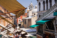 Overview Of Rialto Market, Venice, Veneto, Italy