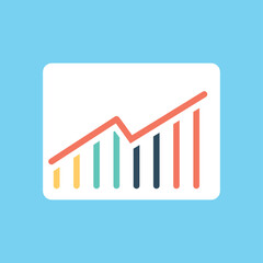 Graphs and charts icon. Financial literacy, analytics. Income growth, marketing research and infographics, presentation. Graphic element for website and page. Cartoon flat vector illustration