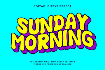 sunday morning text effect - retro old school cartoon text in groovy style theme