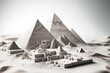 The Giza Necropolis, commonly known as the Giza Pyramid Complex, is seen alone on a white backdrop. Egypt's Greater Cairo. Generative AI