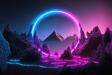 Wall Mural - neon landscape