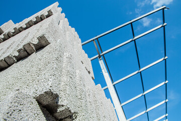 Steel structure for building construction on sky background