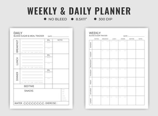 Weekly and daily planner logbook template
