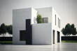 one unbroken line. a contemporary, minimalist home. Building used as a family's home. Conceptual architecture for a chic apartment complex. Contemporary residential building design idea. Generative AI