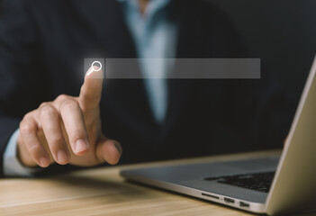 Wall Mural - businessman showing internet search.